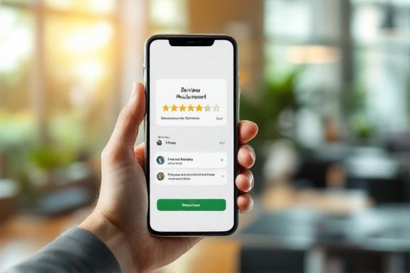 StarPilot Review-Widget auf dem Smartphone - 5-Sterne Bewertung mit KI-generiertem Text